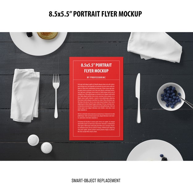 Free 5.5X8.5'' Portrait Flyer Mockup Psd