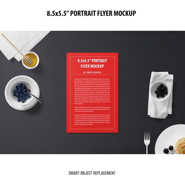 Free 5.5X8.5'' Portrait Flyer Mockup Psd