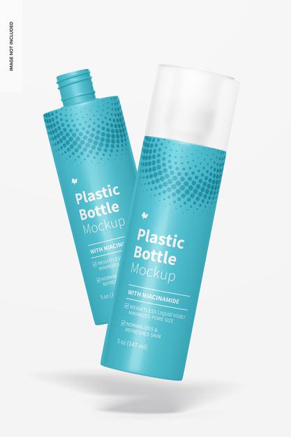 Free 5 Oz Plastic Bottles Mockup, Falling Psd