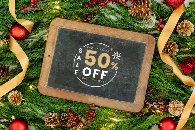 Free 50% Christmas Sale Sign Mockup Psd