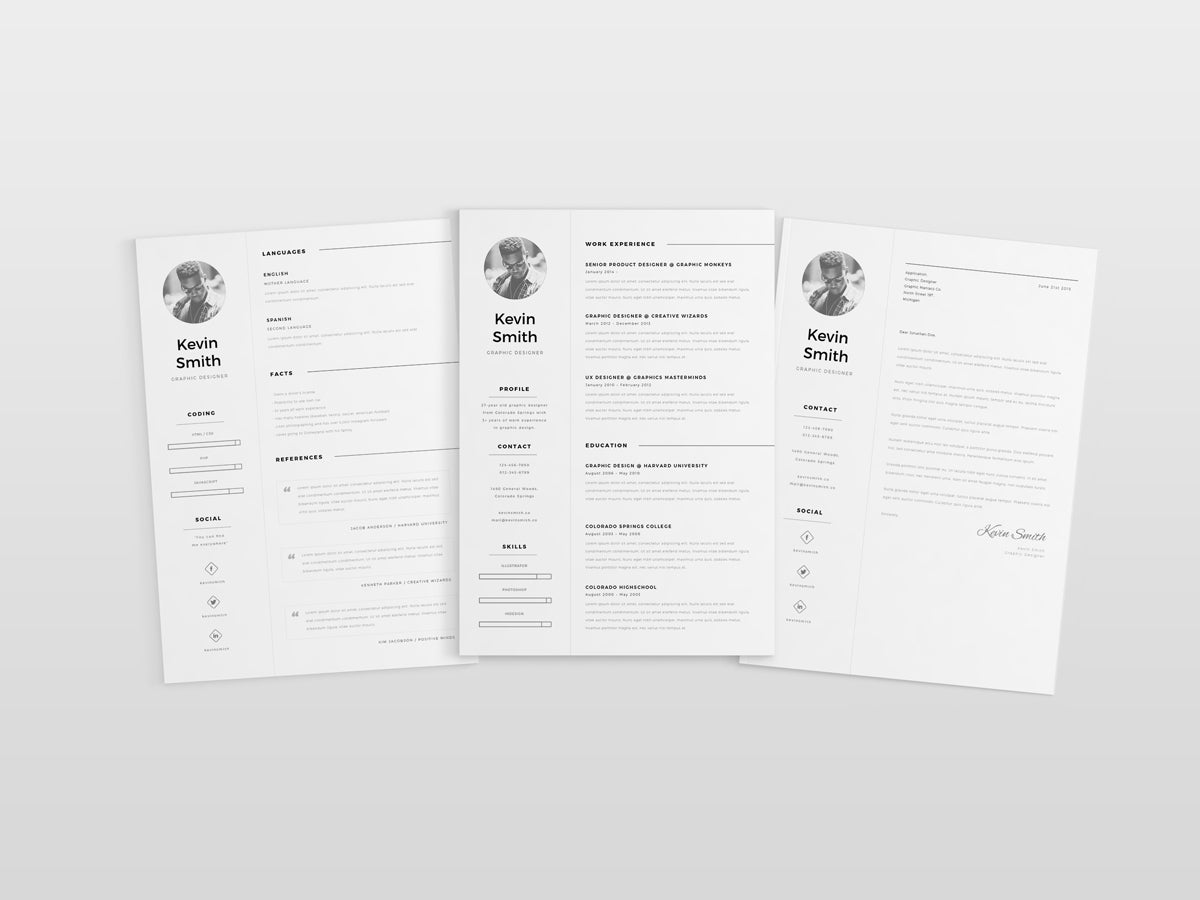 Free Clean and Minimal CV Resume Template in Illustrator (AI) Format