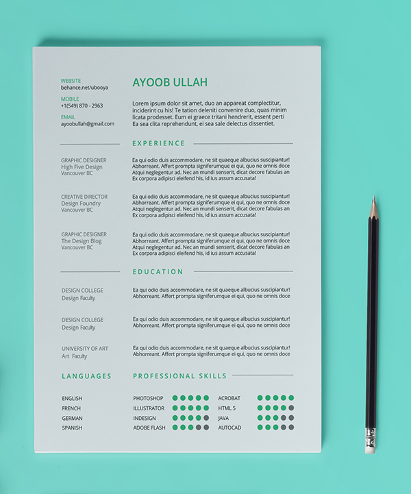 Free Resume Template for Photoshop (PSD) and Illustrator (AI) Format