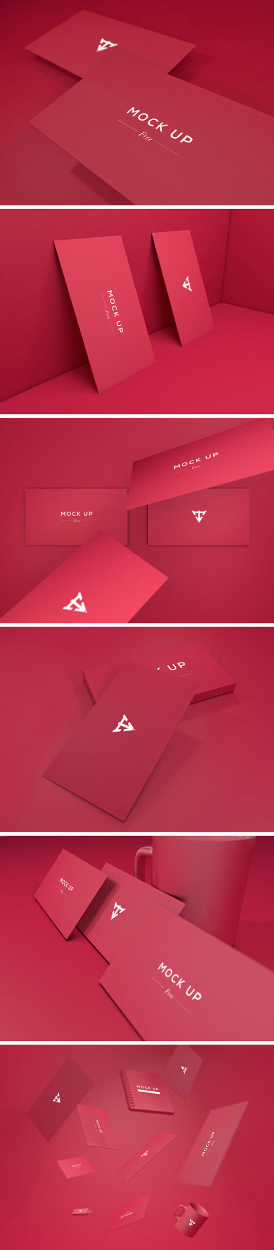 Free 6 Business Cards Mockup
