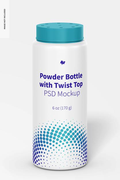 Free 6 Oz Powder Bottle With Twist Top Mockup Psd