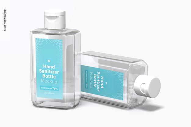 Free 60 Ml Hand Sanitizer Bottles Mockup, Perspective Psd