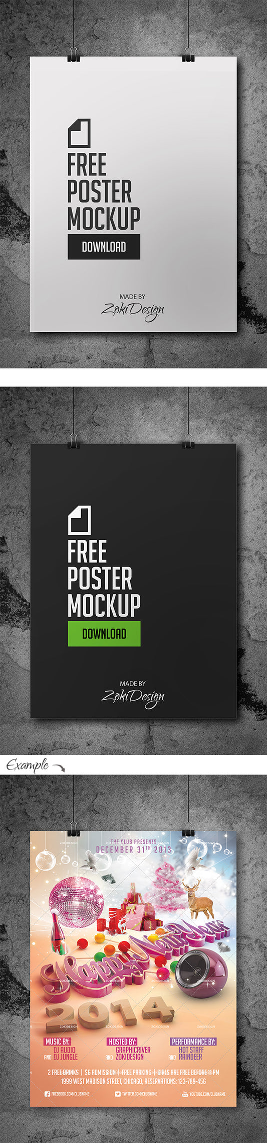 Free White Blank Clean Poster Mockup