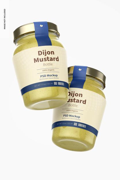 Free 7.5 Oz Dijon Mustard Bottle Mockup Psd