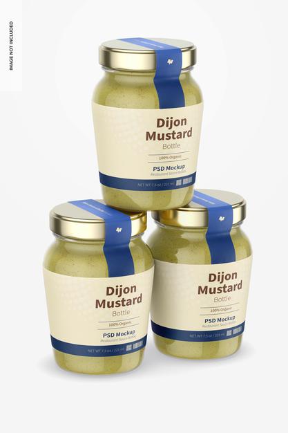 Free 7.5 Oz Dijon Mustard Bottles Mockup Psd