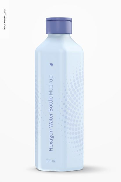 Free 700 Ml Hexagon Water Bottle Mockup, Front View Psd