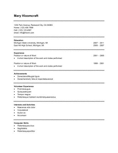 Free Simple and Minimal CV Resume Template in Microsoft Word (DOCX) Format