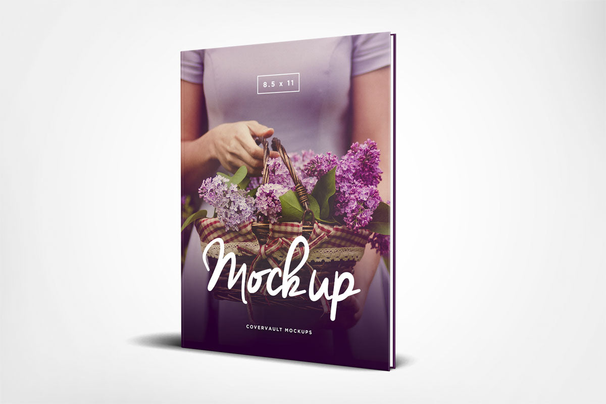 Free 8.5 X 11 Standing Hardcover Book Mockup