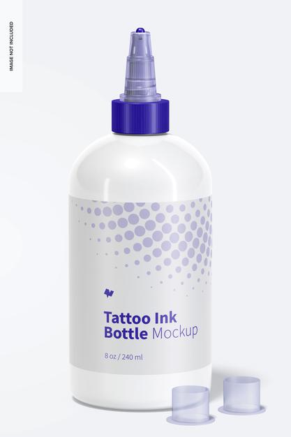 Free 8 Oz Tattoo Ink Bottle Mockup Psd