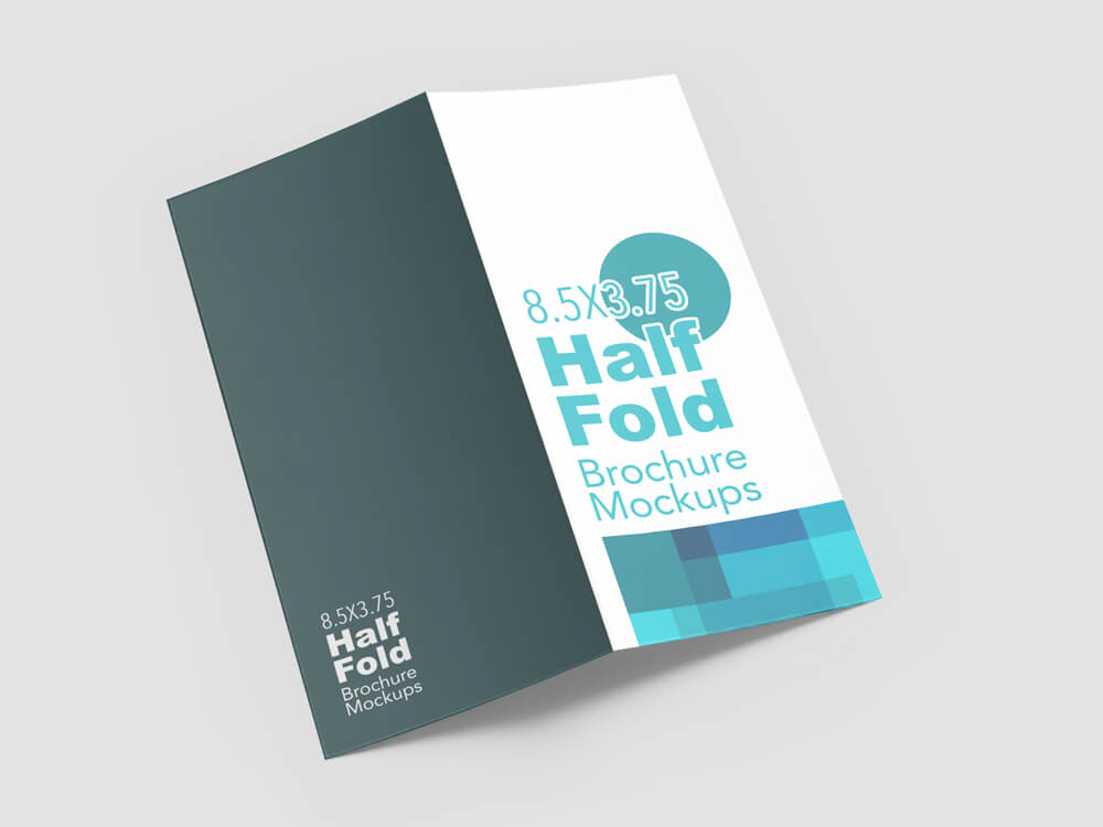 Free Half Fold Vertical Brochure Mockups