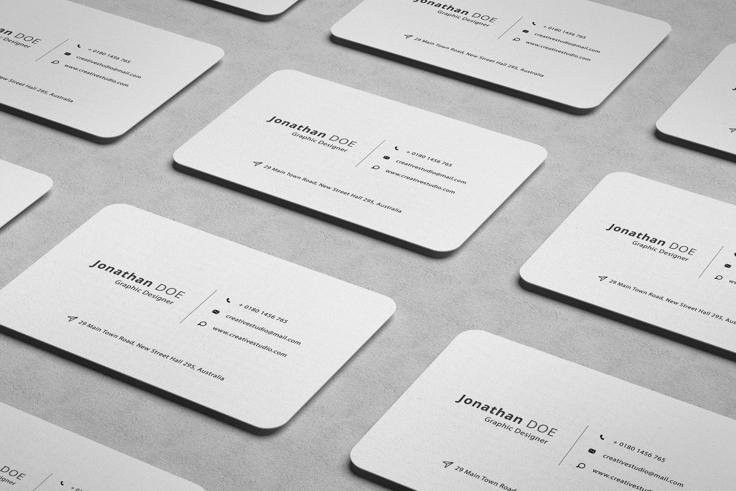 Free Rounded Professional Business Card PSD Mockup