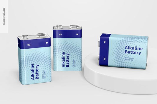 Free 9V Alkaline Batteries Mockup Psd