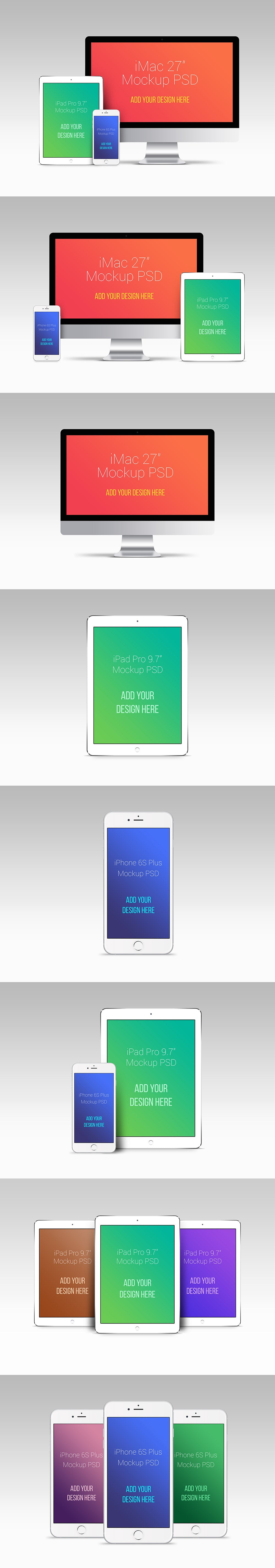 Free Modern and Realistic Apple Devices PSD Mockup Templates