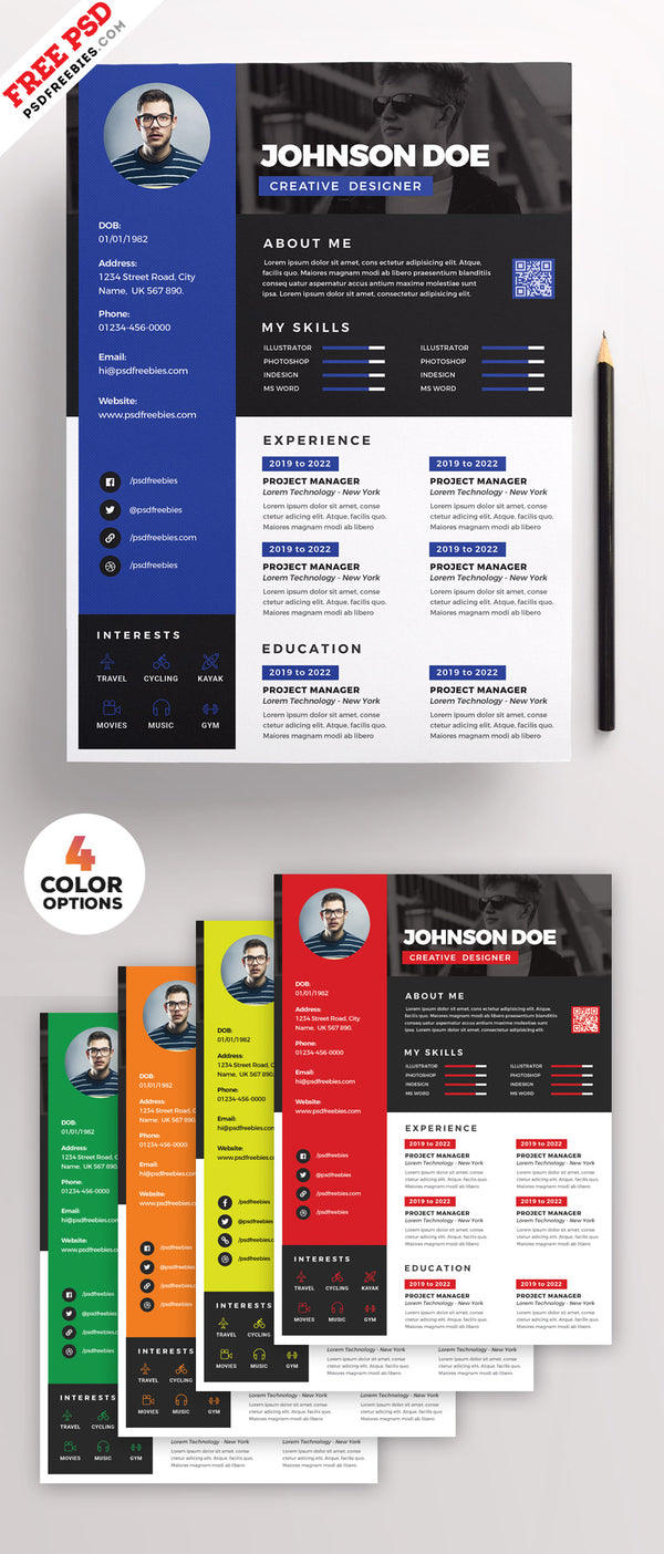 Free Awesome CV Resume Design Template in Photoshop (PSD) Format ...