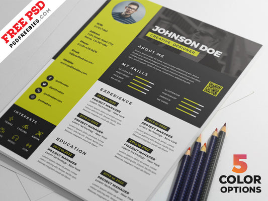 Free Awesome CV Resume Design Template in Photoshop (PSD) Format