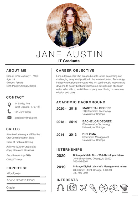 Free Basic Fresher Resume CV Template in Photoshop (PSD) and Microsoft Word Formats