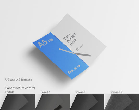 Free Brochure A5 with a One Third of Size (Mockup)