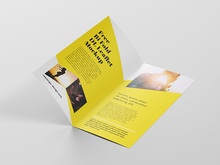 Free 5 x Bi-Fold DL Brochure Mockup