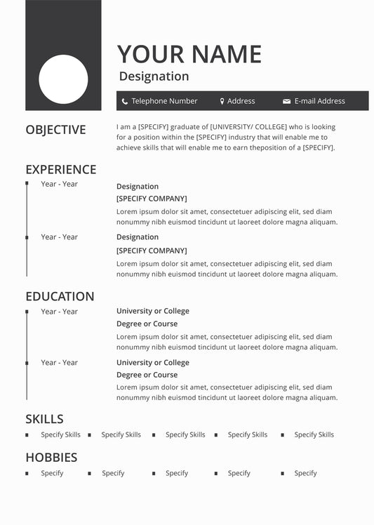 Free Blank Resume CV Template in Photoshop (PSD), Illustrator (AI) and Microsoft Word Formats