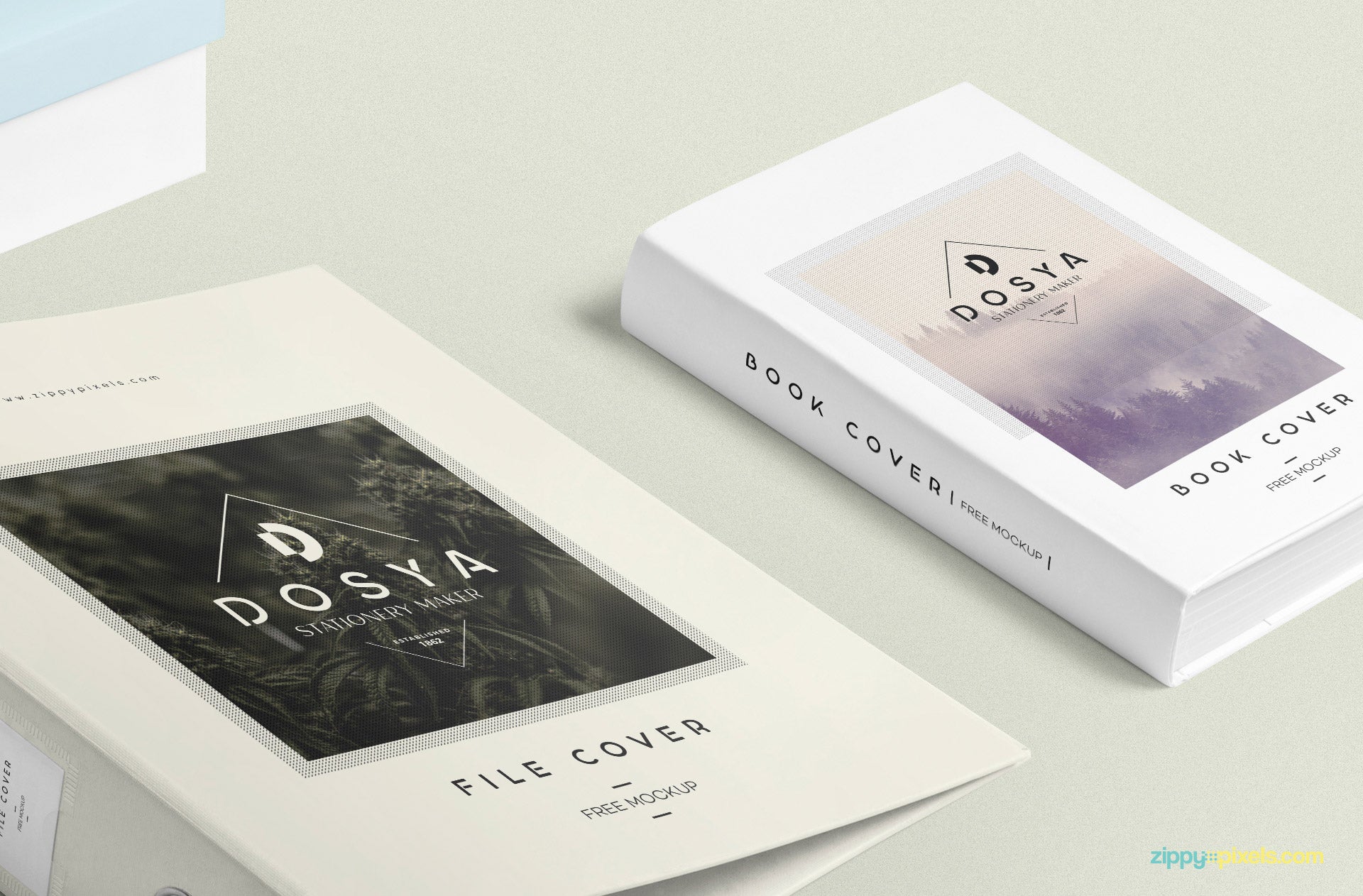 Free Box File Mockup Scene – CreativeBooster