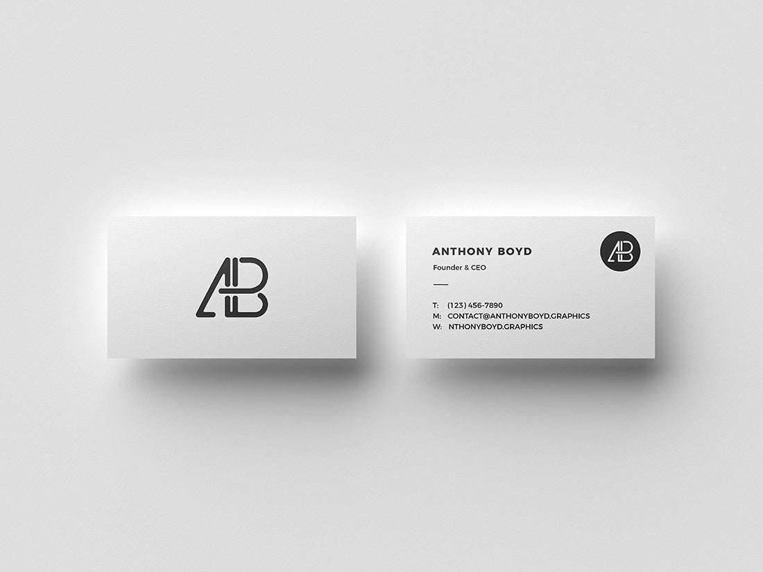 Free Two Business Cards Top View Mockup