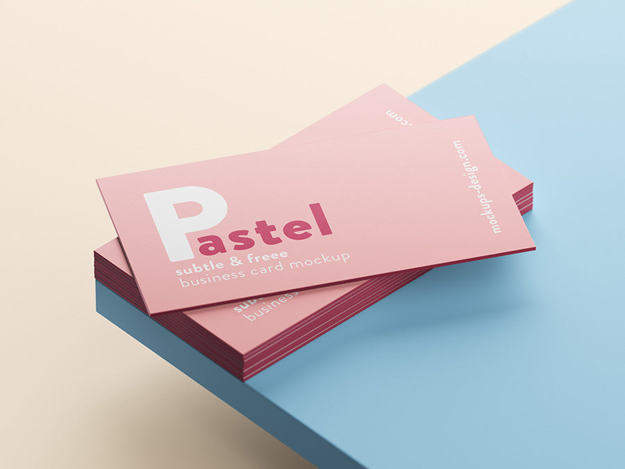 Free Business Card Pastel Mockups on Table
