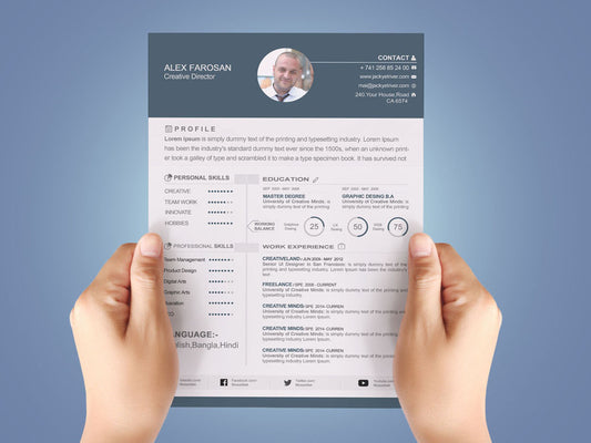 Free Modern Resume CV Template with Cover Letter in Photoshop (PSD) Format