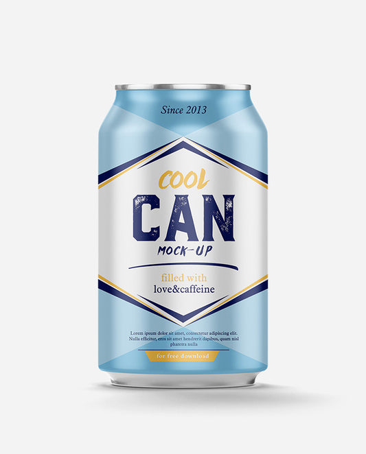 Free Ultra-Realistic Soda or Beer Can Mockup