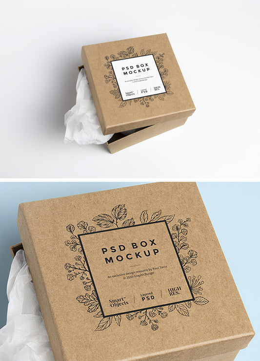 Free Cardboard Branding Box PSD MockUp