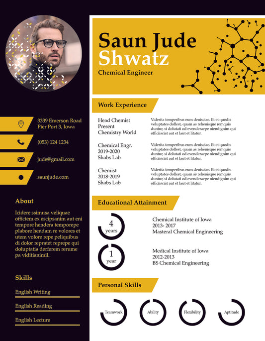 Free Chemical Engineer Resume CV Template in Indesign Format