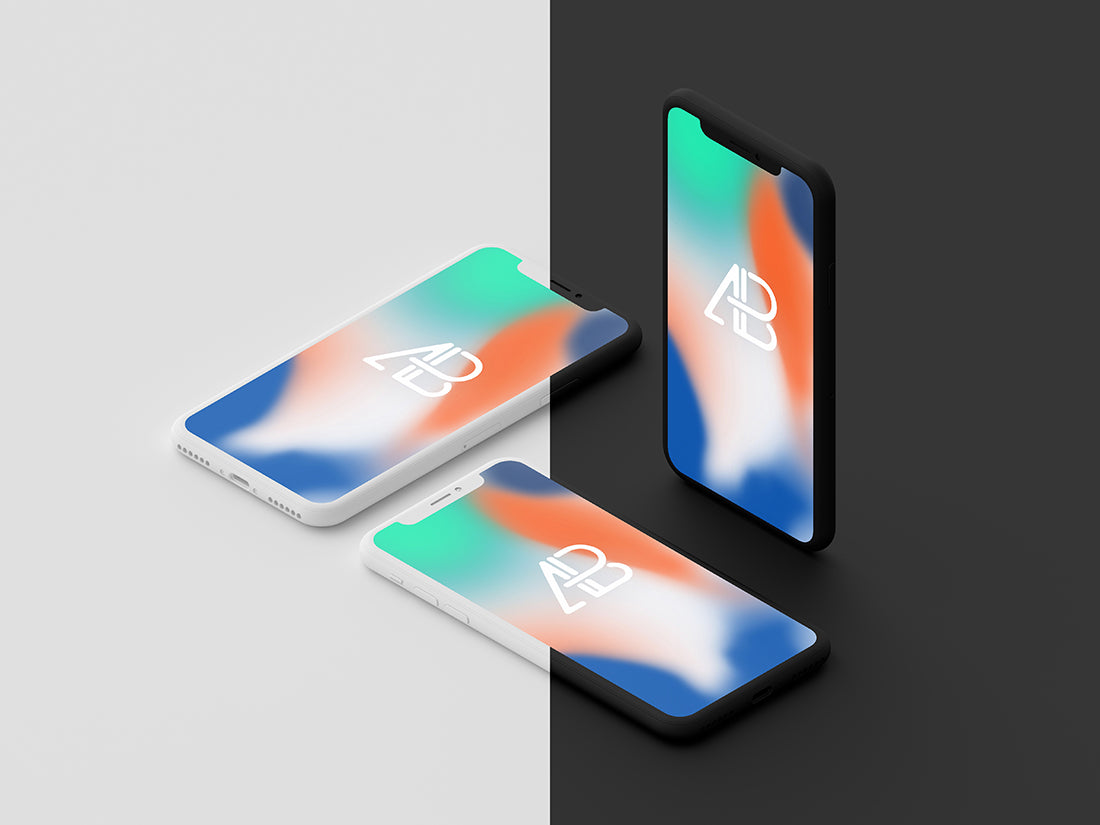 Free Clay iPhone X Mockup Black or White