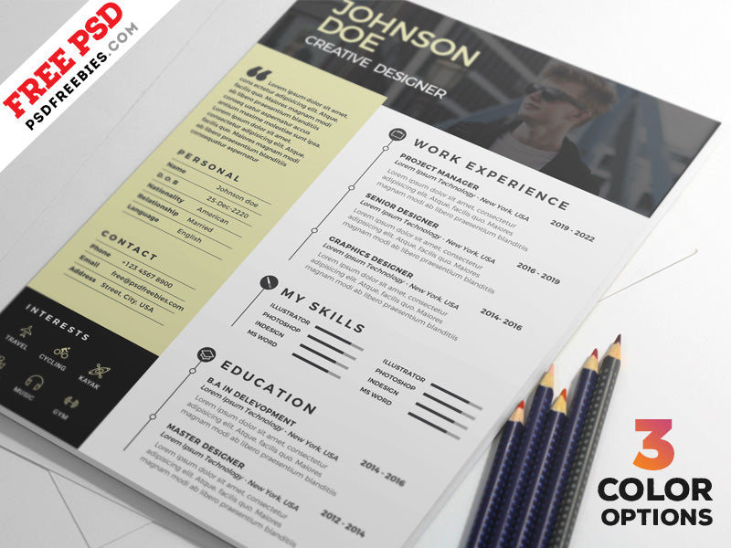 Free Clean Minimal CV Resume Design Template in Photoshop (PSD) Format ...