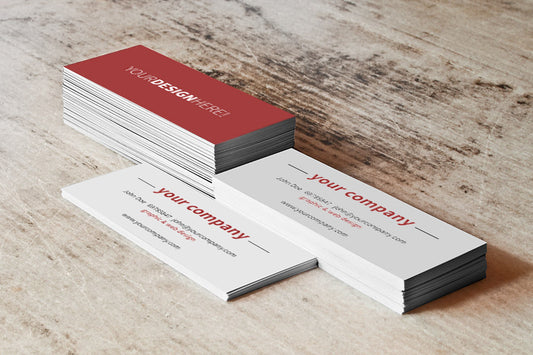Free Long or Wide Business Card Stack PSD Mockup
