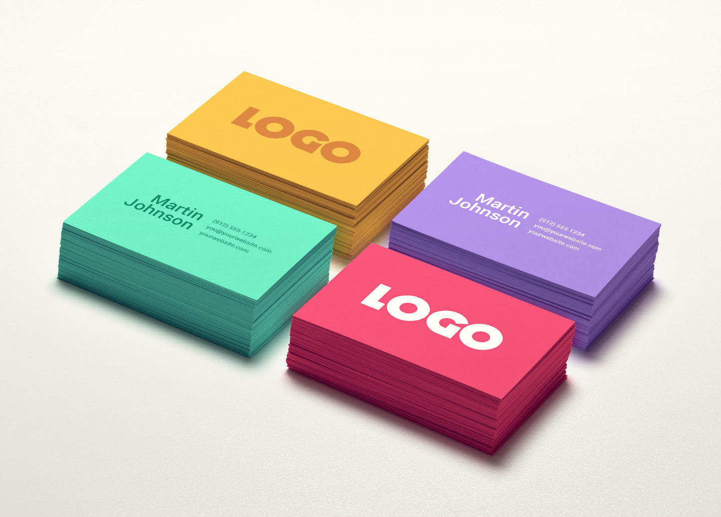 Free 4 Colorful Business Card MockUp