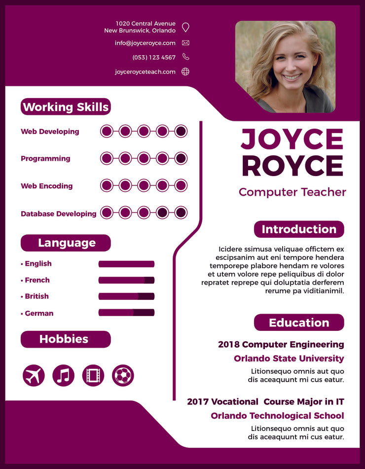 Free Computer Teacher Resume CV Template in Indesign Format
