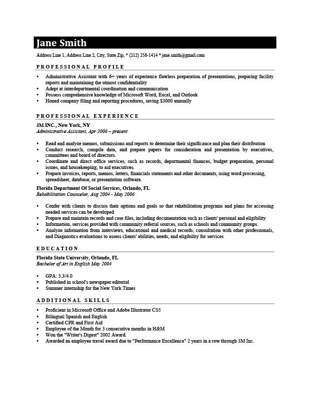 Free Professional Connery Resume Templates in Microsoft Word Format