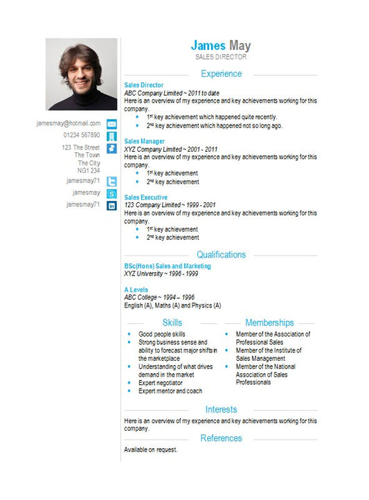 Free Contact Icons Microsoft Word (DOCX) Format CV Resume Template