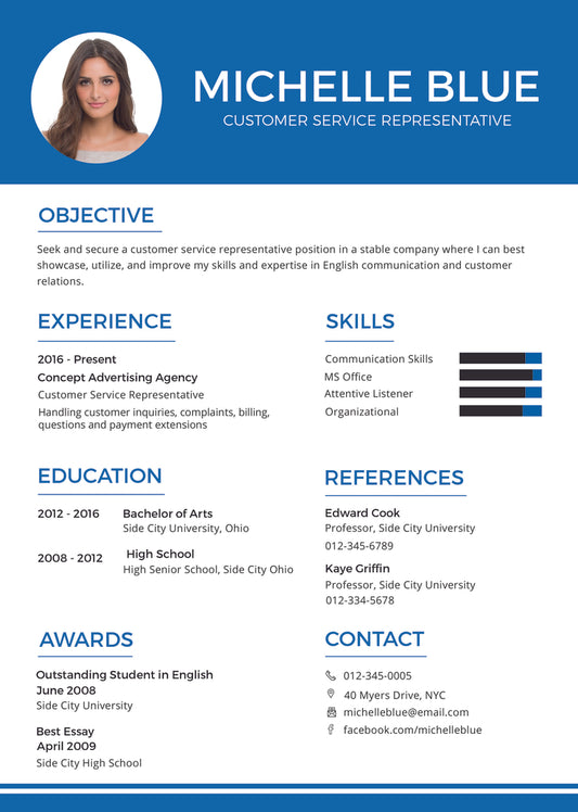 Free Customer Service Representative Resume CV Template in Photoshop (PSD), Illustrator (AI), Microsoft Word and Indesign Formats