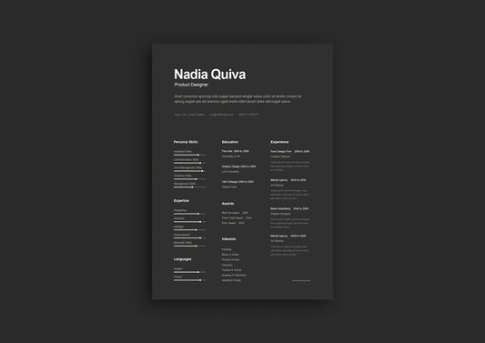 Free Simple A4 Dark Resume and CV Template in Illustrator (AI) Format