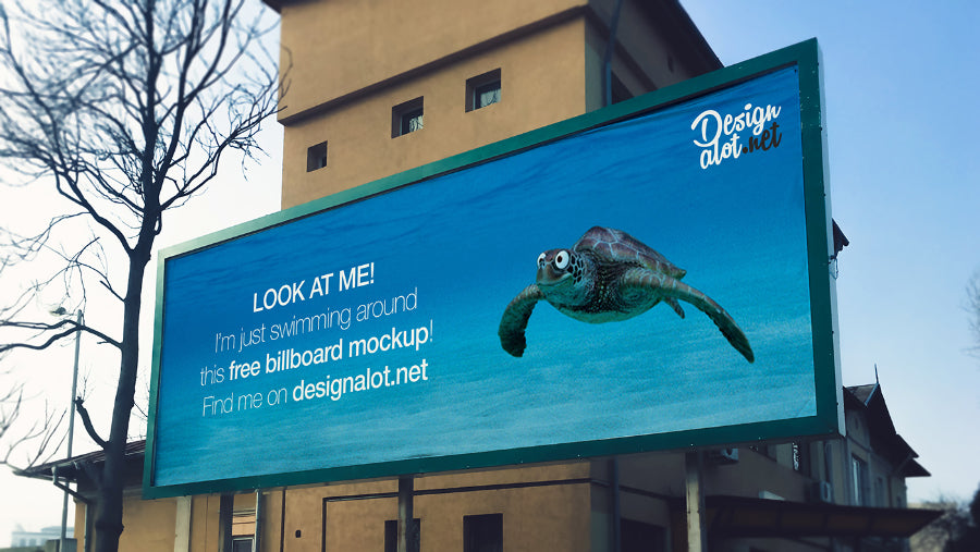 Free Wide Outdoor Billboard Mockup