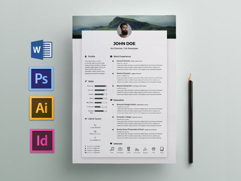 Free Elegant Job Resume CV Template in Photoshop (PSD), Illustrator (AI) Microsoft Word and Indesign Formats