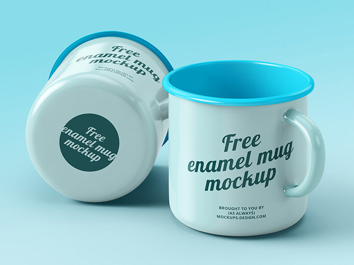 Free Two Enamel Coffee Mugs Mockups