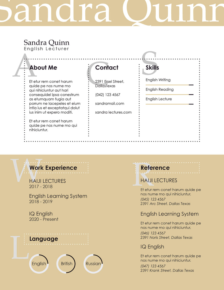 Free English Lecturer Resume CV Template in Indesign (INDD) Format
