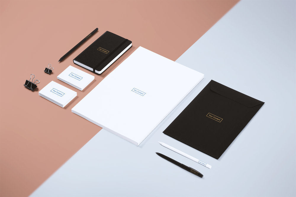 Free Multipurpose Branding Mockup Pack with Pen, Notebook and Business Cards