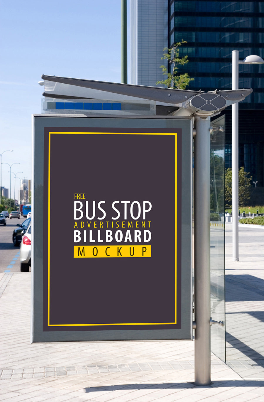 Free Bus Stop Advertisement Sign Mockup