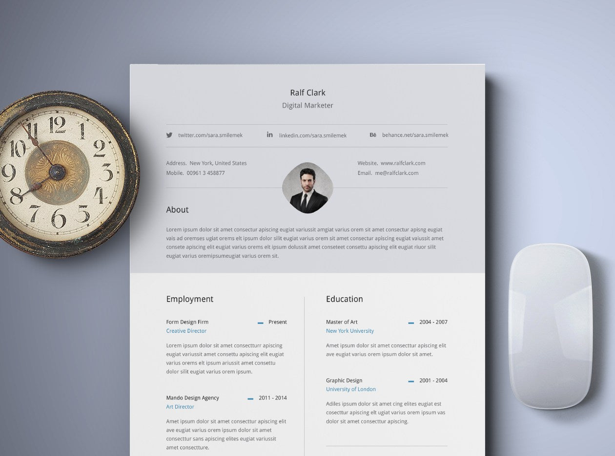Free Classic Resume and CV Template for Illustrator (AI) Format