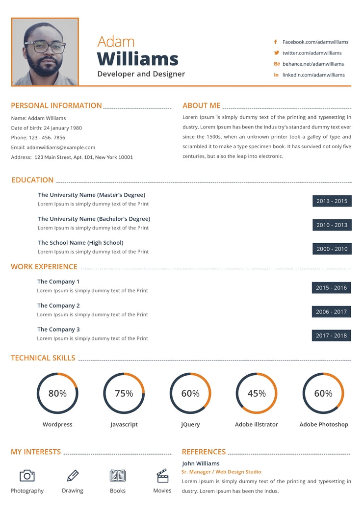 Free Developer and Designer Resume CV Template in Photoshop (PSD) and ...